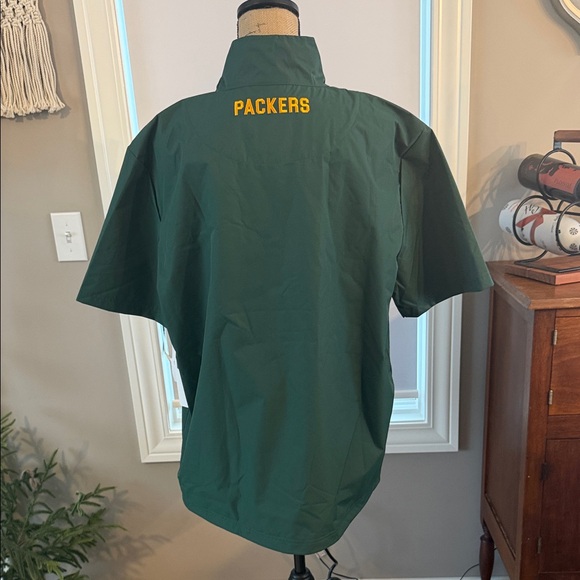 Green Bay Packers Quarter-Zip Short Sleeve Jacket with Yellow Trim Large Unisex - Picture 3 of 7